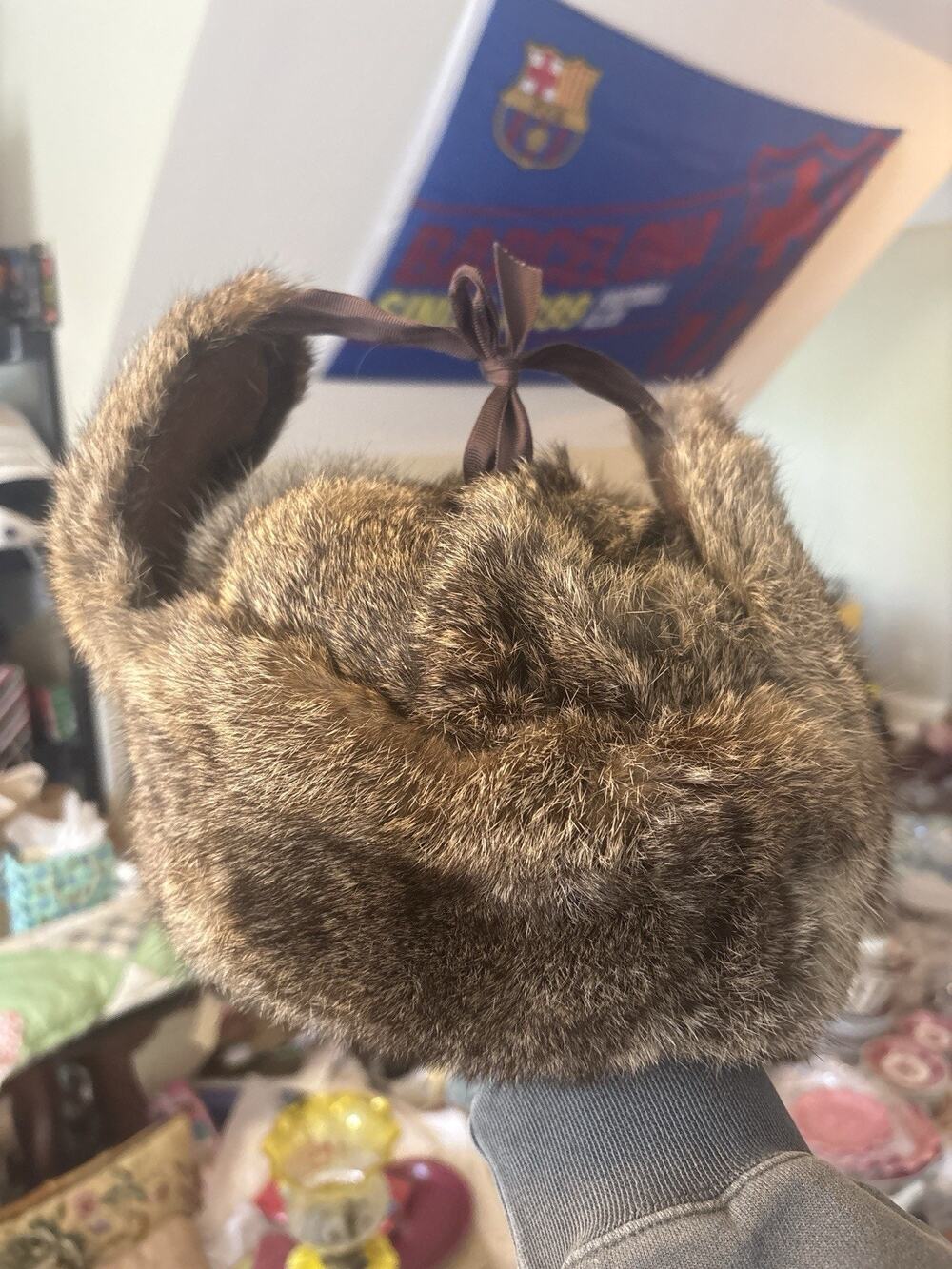 Orvis North King Made in USA Natural Rabbit Fur Trapper Hat Vintage